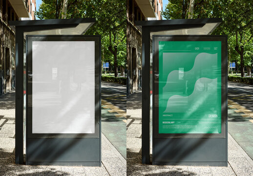 Mockup Of Customizable Sign On Bus Stop