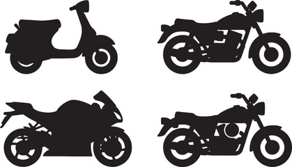 silhouette of motorcycles and scooters © GraphicGrove
