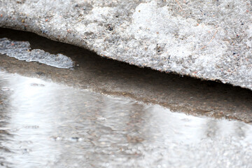 Melting ice reveals hidden reflections in a tranquil winter scene