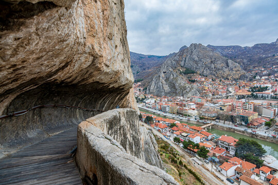 Amasya City view from hill. Amasya is populer tourist attraction in Turkey.