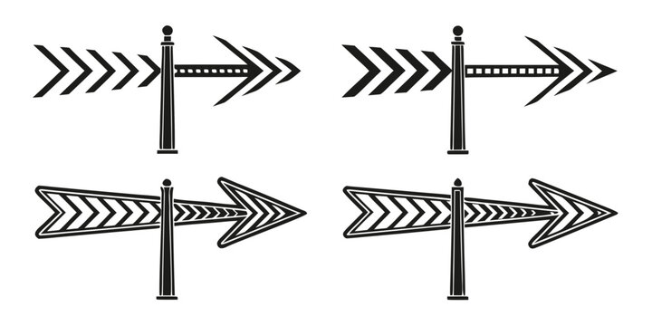 Set of four black and white arrows pointing in different directions Vector
