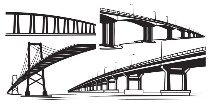A collection of various types of ladders displayed in a row Vector