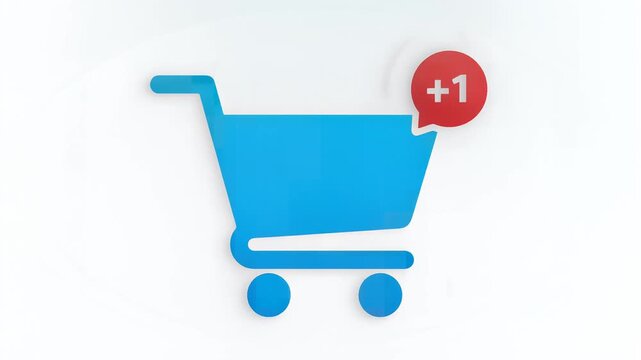 Digital Shopping Cart Icon with Notification Bubble for Added Item