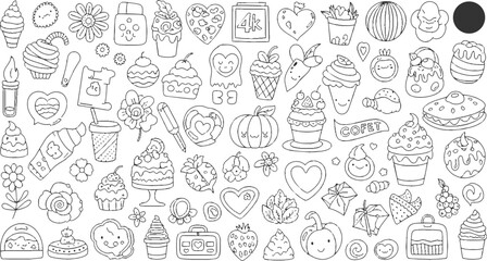 vector set of hand drawn easter rabbits doodles 