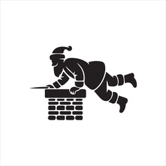  Santa Claus Chimney Descent Vector Image