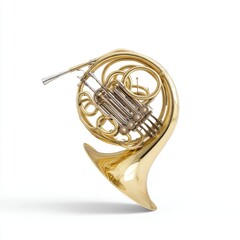 Artistic Close-Up of a Polished French Horn with Elegant Curves and Reflective Surface