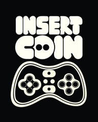 Retro Gaming Tee Design Insert Coin Controller © Bokul