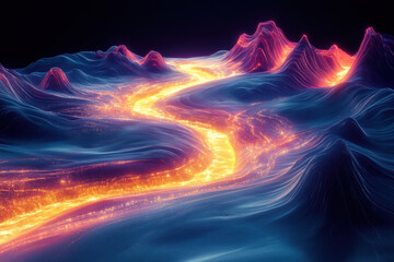 Fototapeta premium Mountain scene displayed on computer screen.