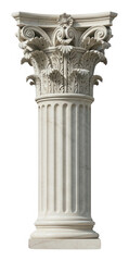 Classical white marble column png ornate capital png fluted shaft png architecture png isolated png transparent background image