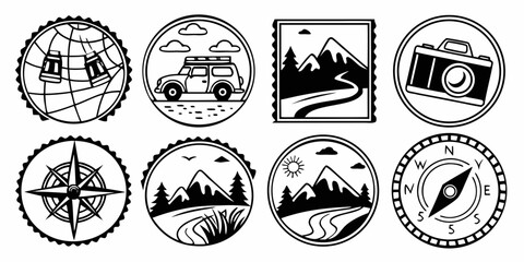 Assorted vintage emblems and symbols depicting various themes and activities Vector © Abu