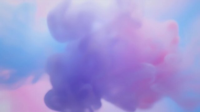 Abstract Ink Cloud Swirls in Water - Dynamic Blue, Pink, and Purple Hues.