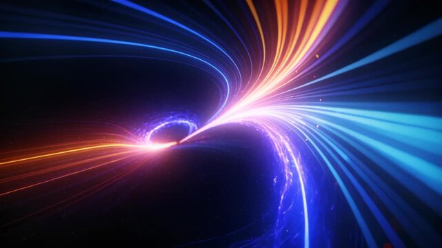 Motion graphics template vortex light stream converging into glowing ring with colorful streaks and dynamic motion and dynamic