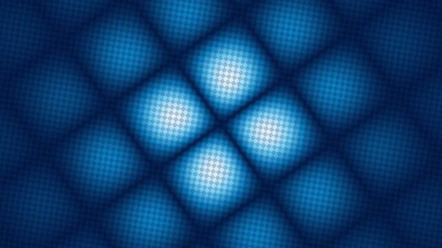 Abstract blue digital grid background with glowing squares and rotating checkerboard pattern