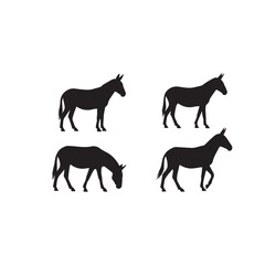 Obraz premium Mule Silhouette Set Black and White Vector IllustrationMule Outline Collection Minimal Monochrome VectorMule Animal Silhouette Pack Black White Clipart