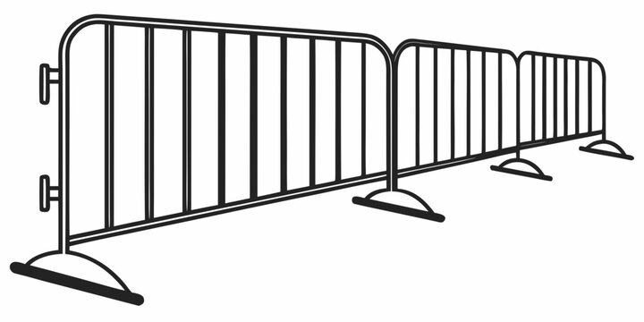 A row of metal barricades lined up in a straight row Vector