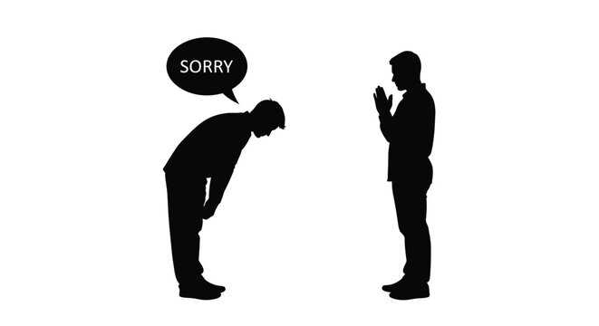 Apology and forgiveness depicted through a striking black silhouette