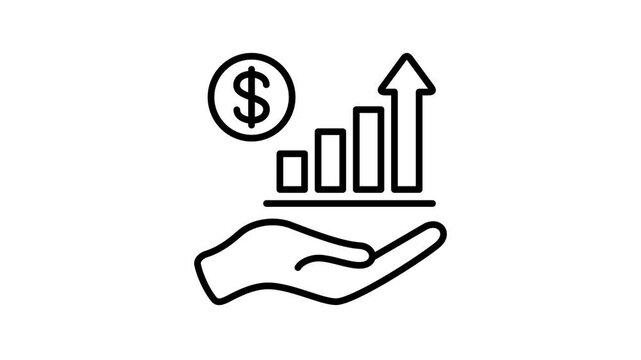 Financial growth chart arrow icon animation video for profit, budget, earning, banking statistics, investment, deposit, economy performance, fund, wealth, income, data analytics money management graph