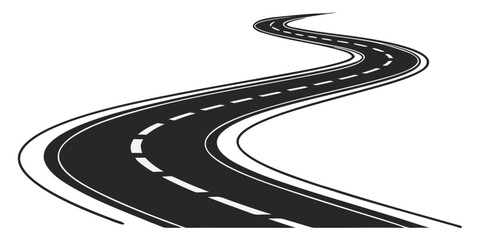 A winding road disappearing into the distance on a clear day Vector © Hemal