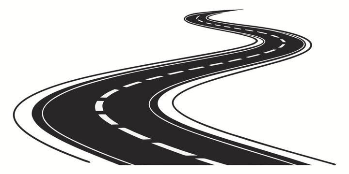A winding road disappearing into the distance on a clear day Vector