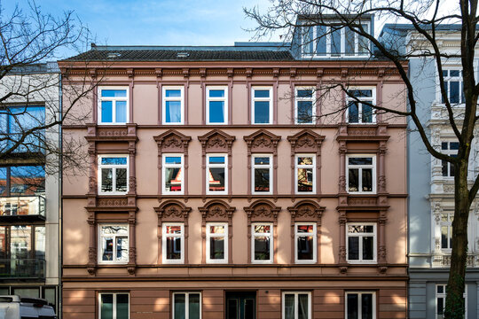 Orange apartment building in Hamburg