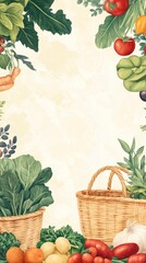 Farm Fresh Eco Poster Template &ndash; Vegetable Border with Title Space