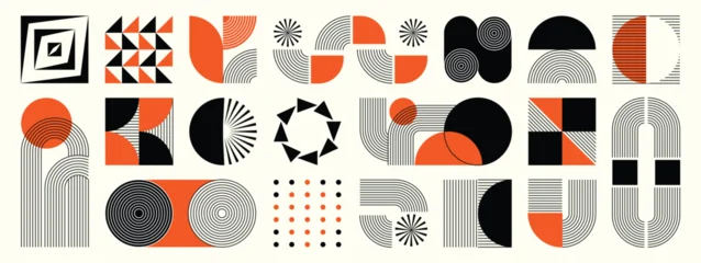 Selbstklebende Fototapeten Marienkäfer   Hand drawn abstract minimal element mid century vector set. Aesthetic contemporary stripe line art, geometric shape in monochrome. Art form design for wall art, decoration, wallpaper  © TWINS DESIGN STUDIO