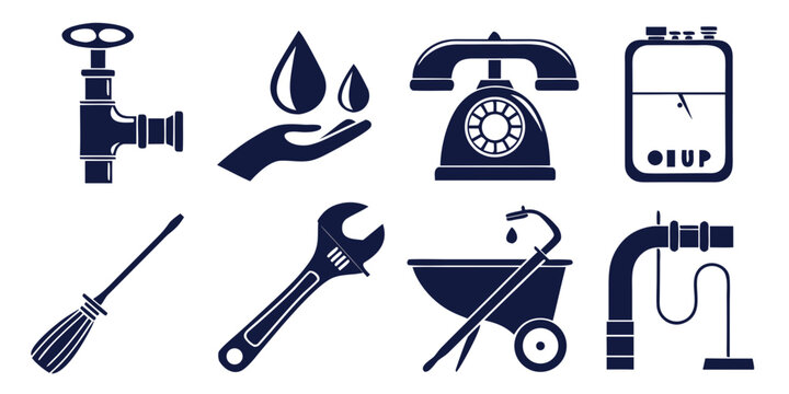Assorted icons representing various tools and services for home maintenance and repair Vector