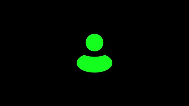 Green person profile icon on black background
