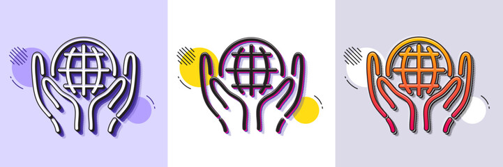 Naklejka premium Organic tested line icon. Halftone dotted pattern. Gradient icon with grain shadow. Bio cosmetics sign. Fair trade symbol. Line organic tested icon. Various designs. Vector