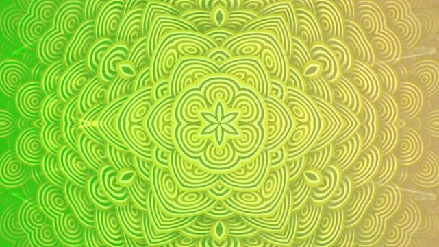 Abstract green and yellow pattern with intricate details and design.