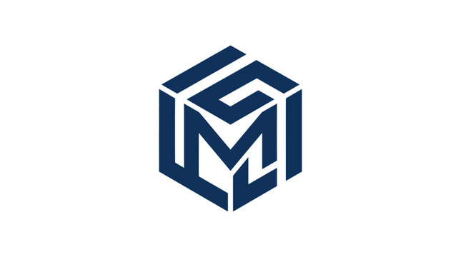 Abstract Geometric Logo Design Featuring Interlocking Initials 'IGM' in a Hexagonal Shape