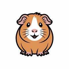 Adorable guinea pig cartoon character. Cute domestic pet illustration in flat vector style isolated on white.