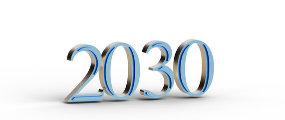 3D rendered illustration of the year 2030, futuristic design, ideal for business, technology, and...