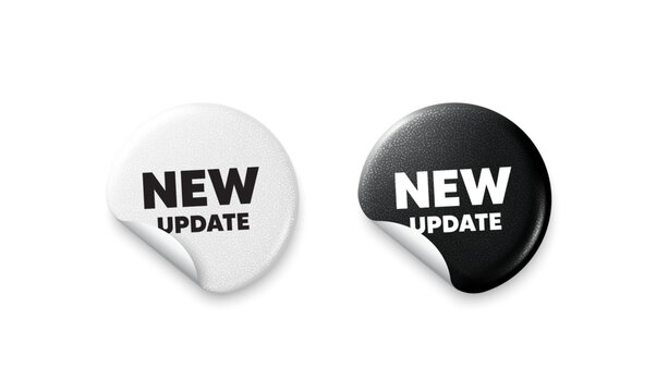 New update sticker tags. Glitter paper price badge. New update icon. Special offer sign. Important information available symbol. Offer round sticker. Promo banner. Vector