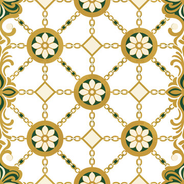 Decorative pattern with floral and geometric elements