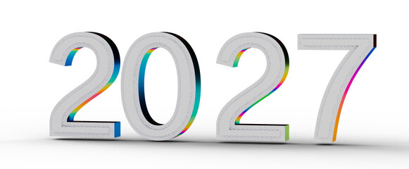 2027 year celebration concept. New Year greetings. Number design for web, print, and social media. Digital illustration. © vegefox.com