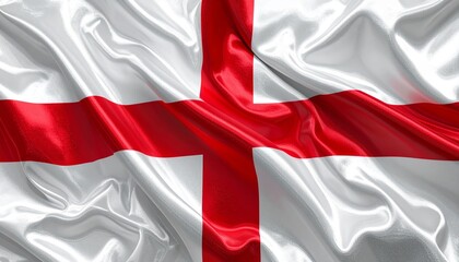 Vibrant Waving Flag of England: St George's Cross Symbolizing National Pride
