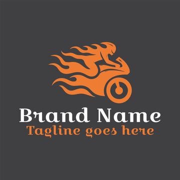 Fire Bike Rider Logo. Vector EPS file. CMYK color mode. Editable color. Easy to download.