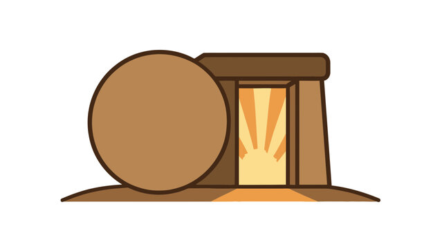 A stonehenge illustration with a sun rising behind it