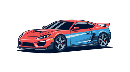 Fototapeta premium Vector illustration of a sports car with vibrant orange and blue design.