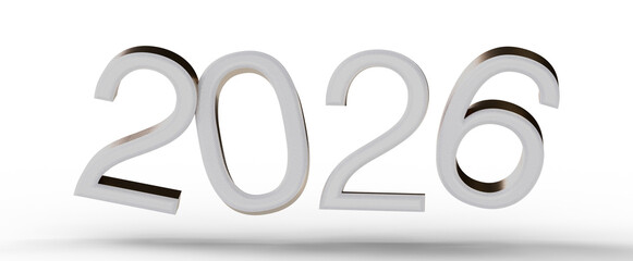 Stylish 3D rendered illustration of the year 2026. Perfect for new year greetings, future concepts, and business visuals