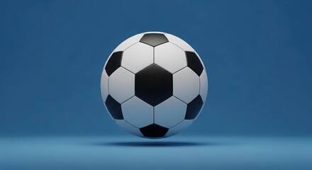 Fototapeta premium Classic Soccer Ball on Blue Background Keywords: soccer ball, football, sport, game, competition