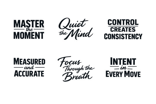 Motivational phrases for mindfulness and self-control in elegant typography