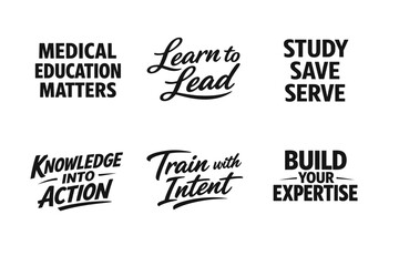 Obraz premium Motivational education and leadership phrases in bold typography