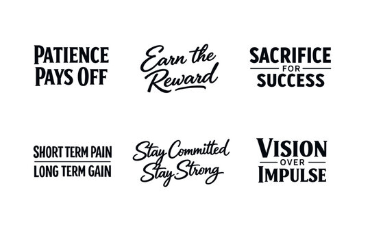 Motivational quotes on patience, sacrifice, commitment, and vision