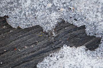 Textures of the frozen earth revealing dark patterns beneath