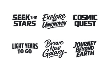 Obraz premium Inspirational space-themed typography designs on a white background