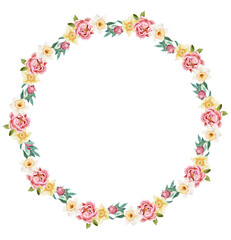 Watercolor wreath of summer flowers