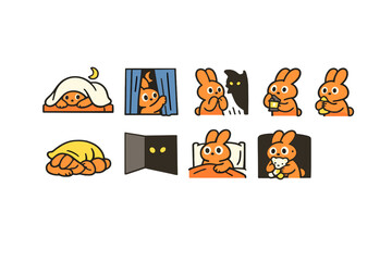 Fototapeta premium Adorable bunny nighttime routine with cozy blankets and bedtime snacks