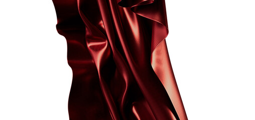 Luxurious red satin cloth texture with flowing folds. Perfect for backgrounds or design elements.